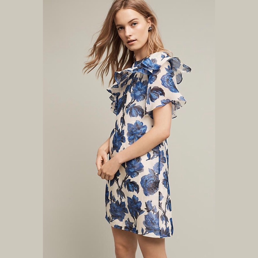 {Anthropologie} Jacaranda Silk Tunic Dress